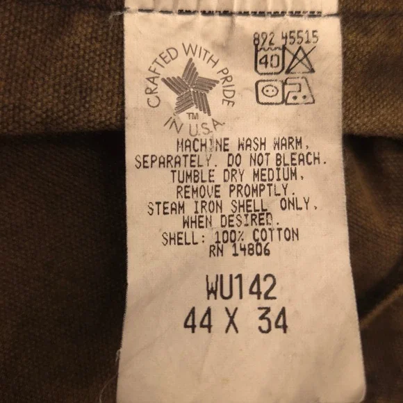 VTG 90s Carhartt WU142 Five-Pocket Pants Mens‎ Brown 44x34 USA MADE UNION